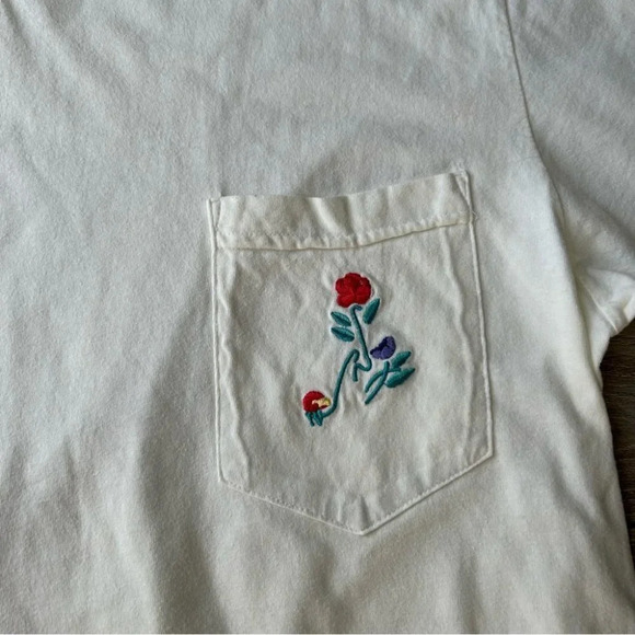 Vintage Northern Reflections White Cotton  Floral Embroidery Short Sleeves - Picture 6 of 13